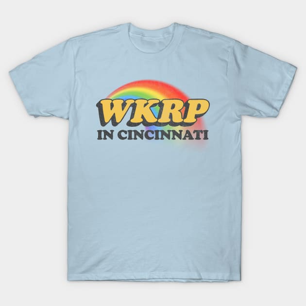 WKRP In Cincinnati Vintage-Style Faded Tribute Logo Design T-Shirt by DankFutura